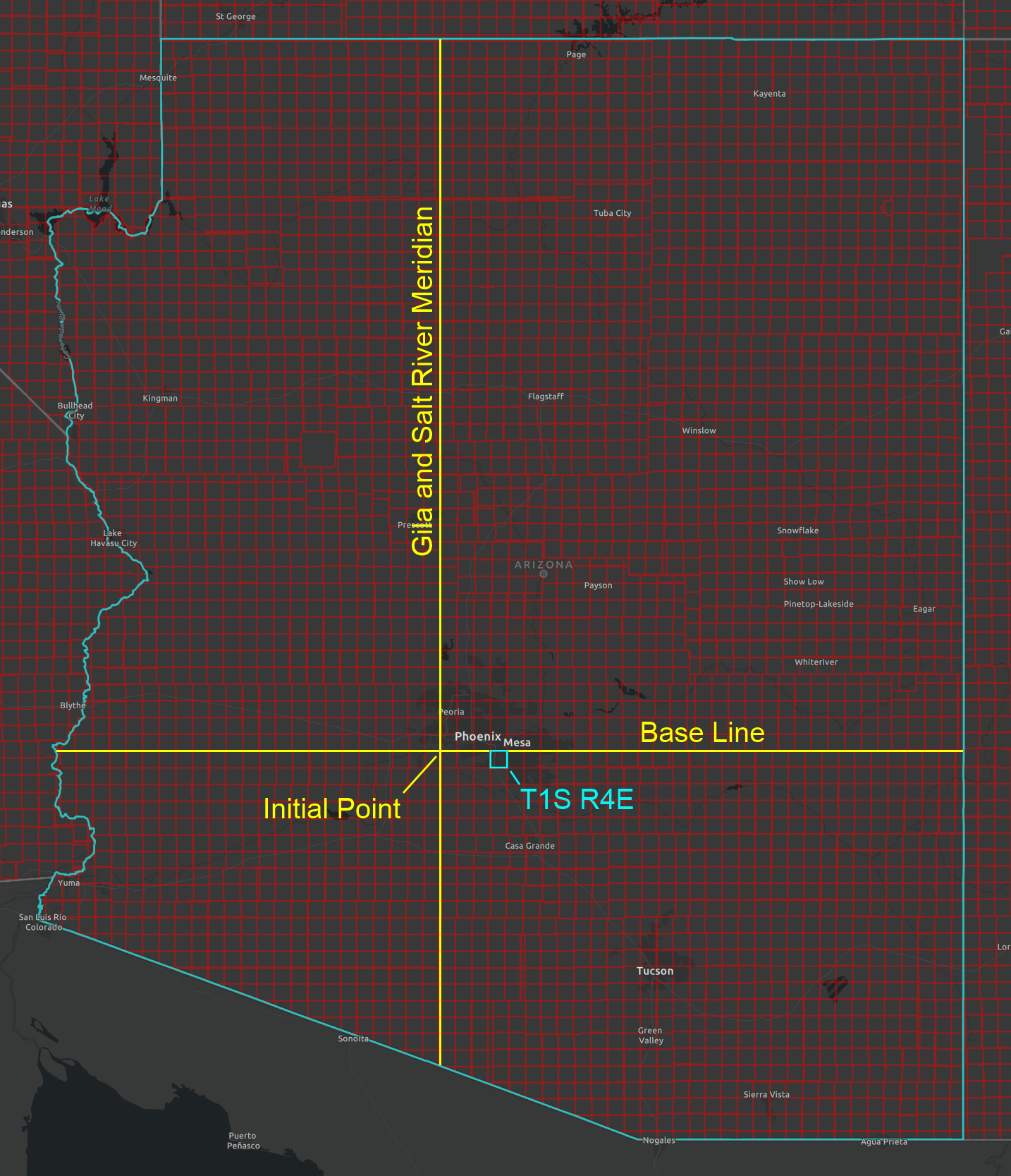 arizona township and range map kml
